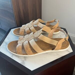David Tate Tan Multi-Strap Sandals